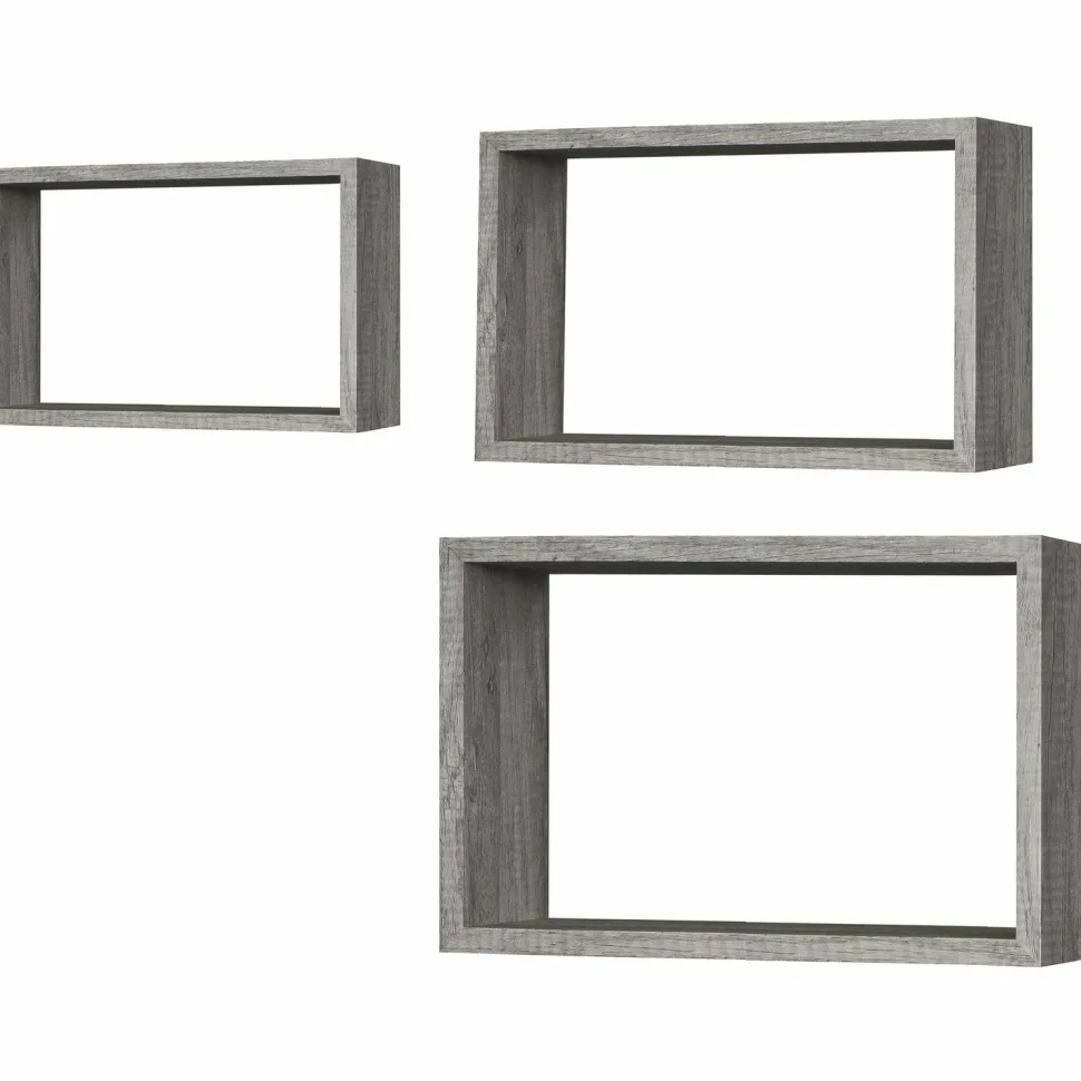 Mensole cubo da parete in legno Grigio