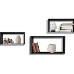 Mensole cubo da parete in legno Nero