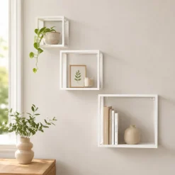 Mensole Cubo da Parete in Metallo Bianco