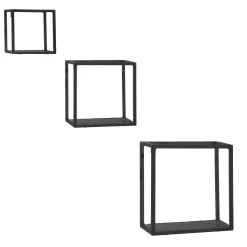 Mensole Cubo da Parete in Metallo Nero