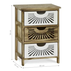 Mobiletto Multiuso 3 cassetti Legno di Paulownia Linea Woodhandy