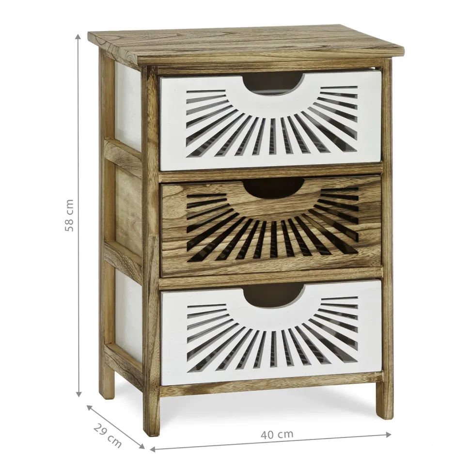 Mobiletto Multiuso 3 cassetti Legno di Paulownia Linea Woodhandy
