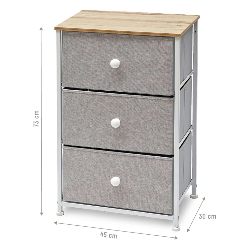 Mobiletto Multiuso 3 cassetti Legno Naturale e TNT Grigio Linea Woodhandy
