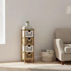 Mobiletto Multiuso 4 cassetti Legno di Paulownia Linea Woodhandy