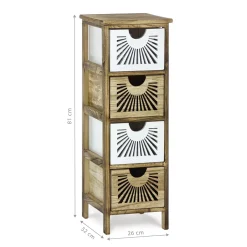 Mobiletto Multiuso 4 cassetti Legno di Paulownia Linea Woodhandy