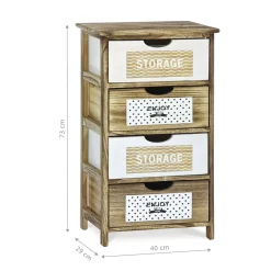 Mobiletto Multiuso 4 cassetti Legno di Paulownia Linea Woodhandy