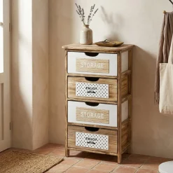 Mobiletto Multiuso 4 cassetti Legno di Paulownia Linea Woodhandy