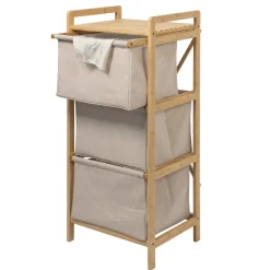 Mobiletto Portabiancheria 3 Scomparti Linea Bamboo h96x44x33 cm