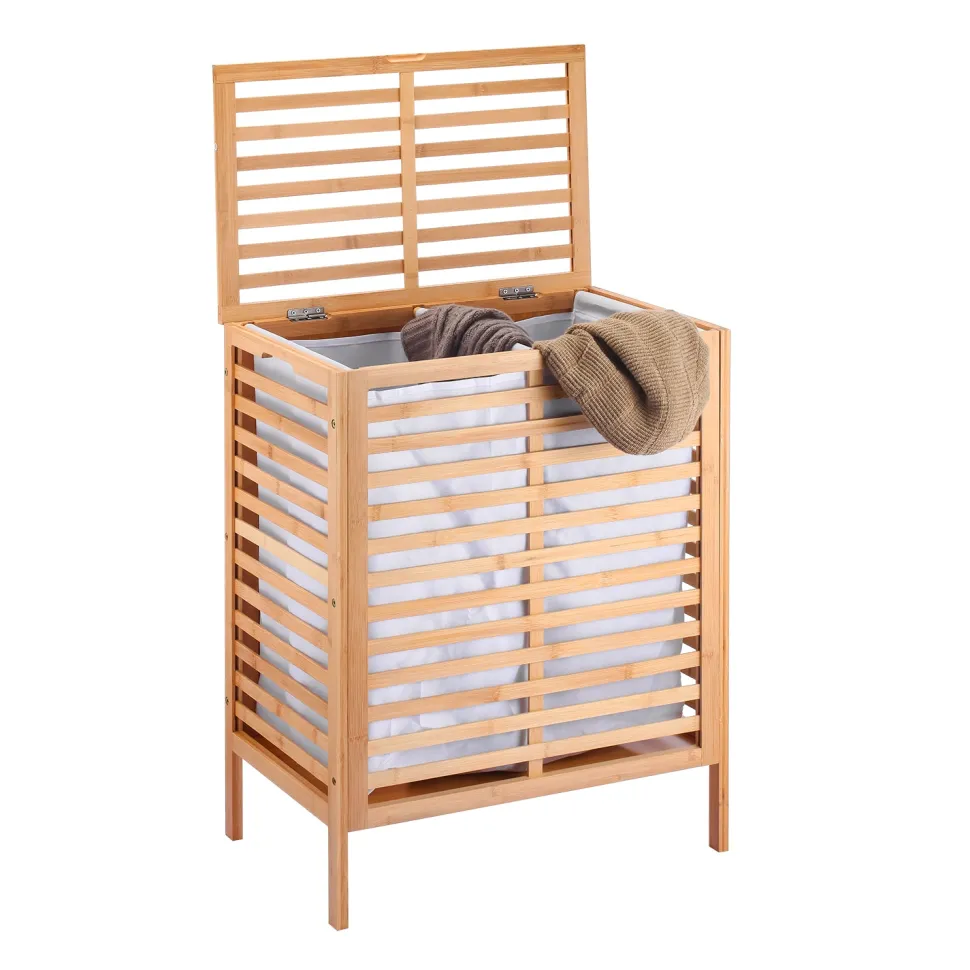 Mobiletto Portabiancheria 2 Scomparti Linea Bamboo