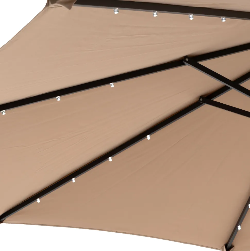 Ombrellone da giardino con 32 LED e Pannello Solare Camel diametro 3 metri