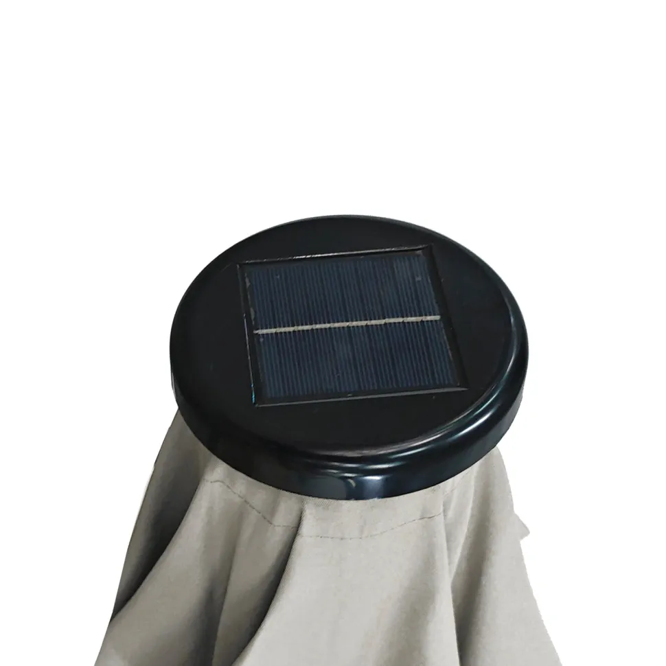 Ombrellone da giardino con 32 LED e Pannello Solare Ècru diametro 3 metri