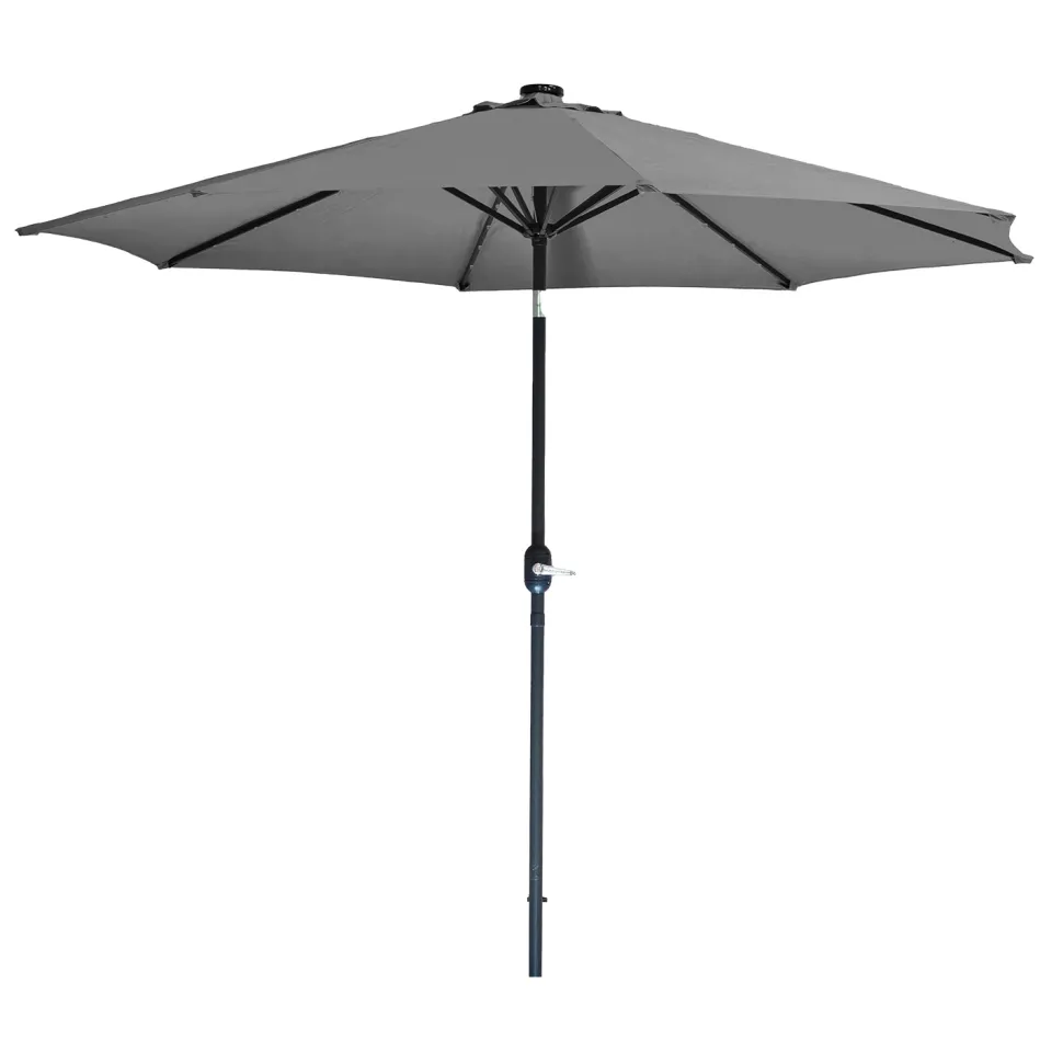 Ombrellone da giardino con 32 LED e Pannello Solare Grigio diametro 3 metri