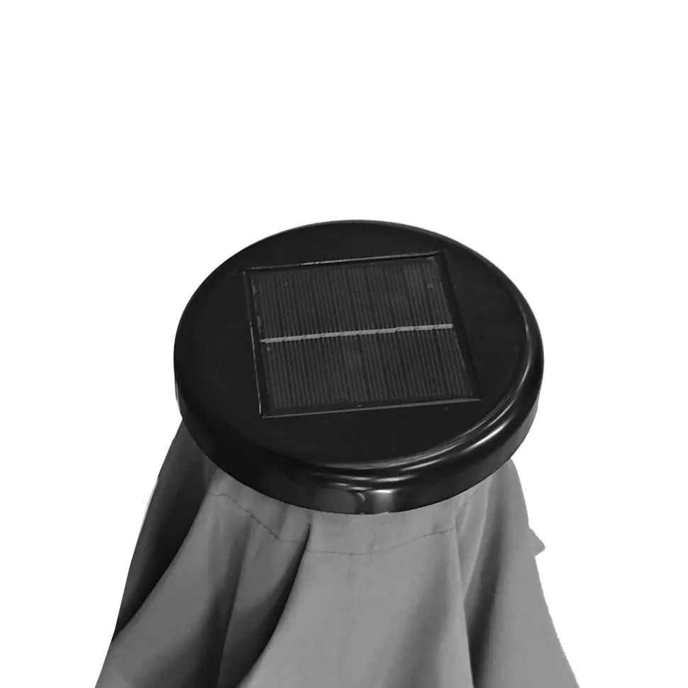 Ombrellone da giardino con 32 LED e Pannello Solare Grigio diametro 3 metri