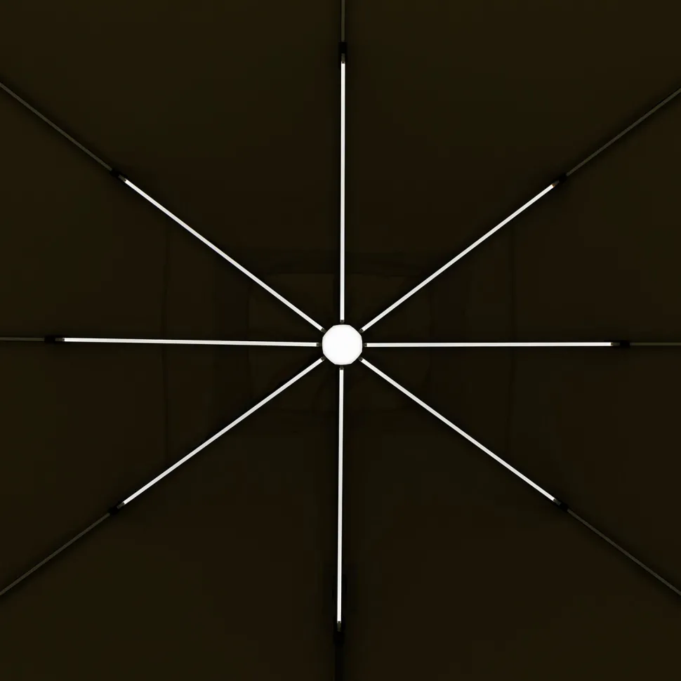 Ombrellone da giardino con LED e Pannello Solare Grigio 3x4 metri