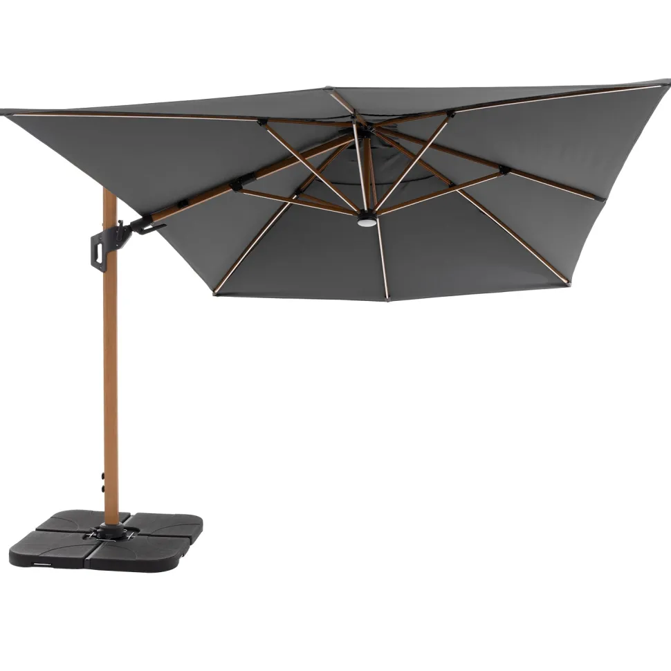 Ombrellone da giardino con LED e Pannello Solare Grigio 3x4 metri