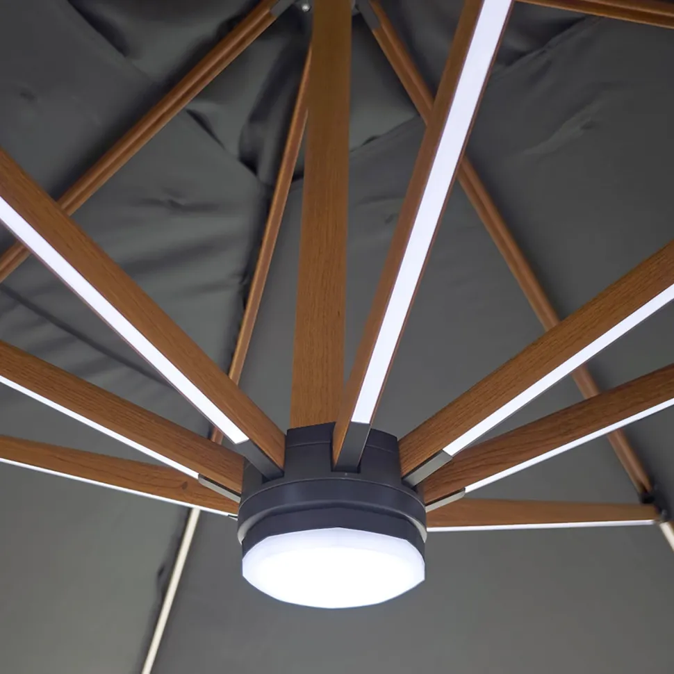 Ombrellone da giardino con LED e Pannello Solare Grigio 3x4 metri