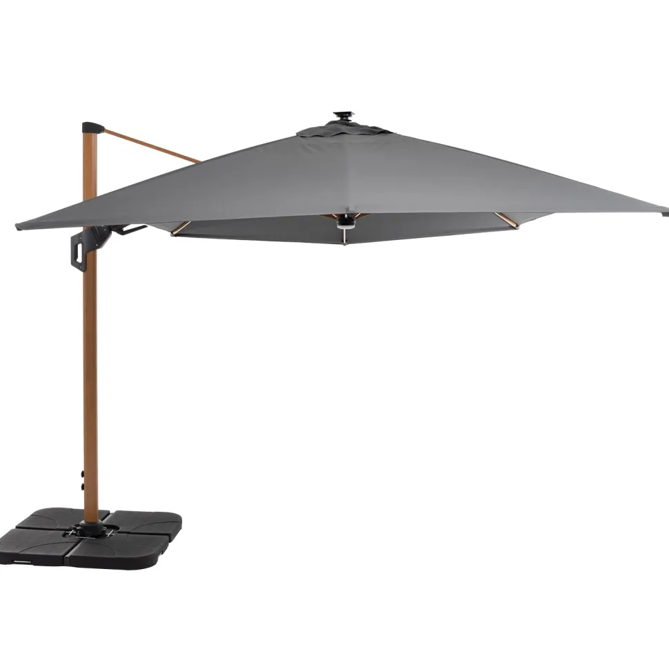 Ombrellone da giardino con LED e Pannello Solare Grigio 3x4 metri