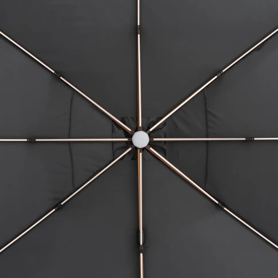 Ombrellone da giardino con LED e Pannello Solare Grigio 3x4 metri