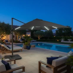 Ombrellone da giardino con LED e Pannello Solare Grigio 3x4 metri