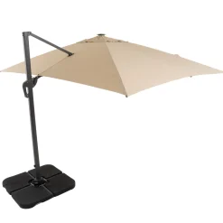 Ombrellone da giardino con LED e Pannello Solare Ècru 3x4 metri