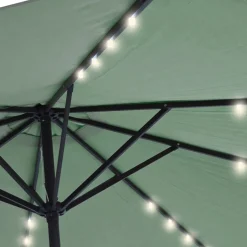Ombrellone da giardino Decentrato con 32 LED e Pannello Solare Verde diametro 3 metri
