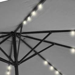 Ombrellone da giardino Decentrato con 32 LED e Pannello Solare Grigio diametro 3 metri