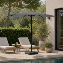 Ombrellone da giardino in Acciaio Tessuto Grigio Idrorepellente