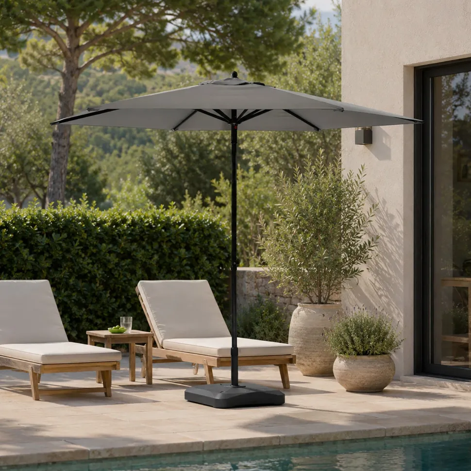 Ombrellone da giardino in Acciaio Tessuto Grigio Idrorepellente