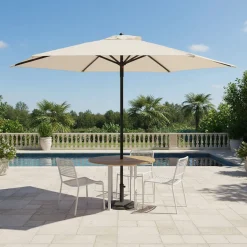 Ombrellone da giardino in Acciaio Tessuto Ècru Idrorepellente