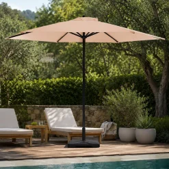 Ombrellone da giardino in Acciaio Tessuto Camel Idrorepellente