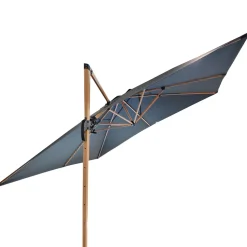 Ombrellone da giardino Rettangolare struttura in alluminio Effetto Legno Tessuto Grigio 3x4 metri