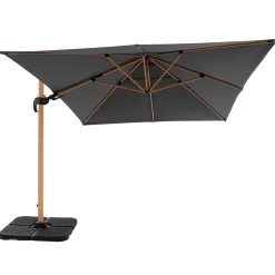 Ombrellone da giardino Rettangolare struttura in alluminio Effetto Legno Tessuto Grigio 3x4 metri