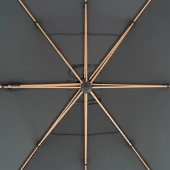 Ombrellone da giardino Rettangolare struttura in alluminio Effetto Legno Tessuto Grigio 3x4 metri