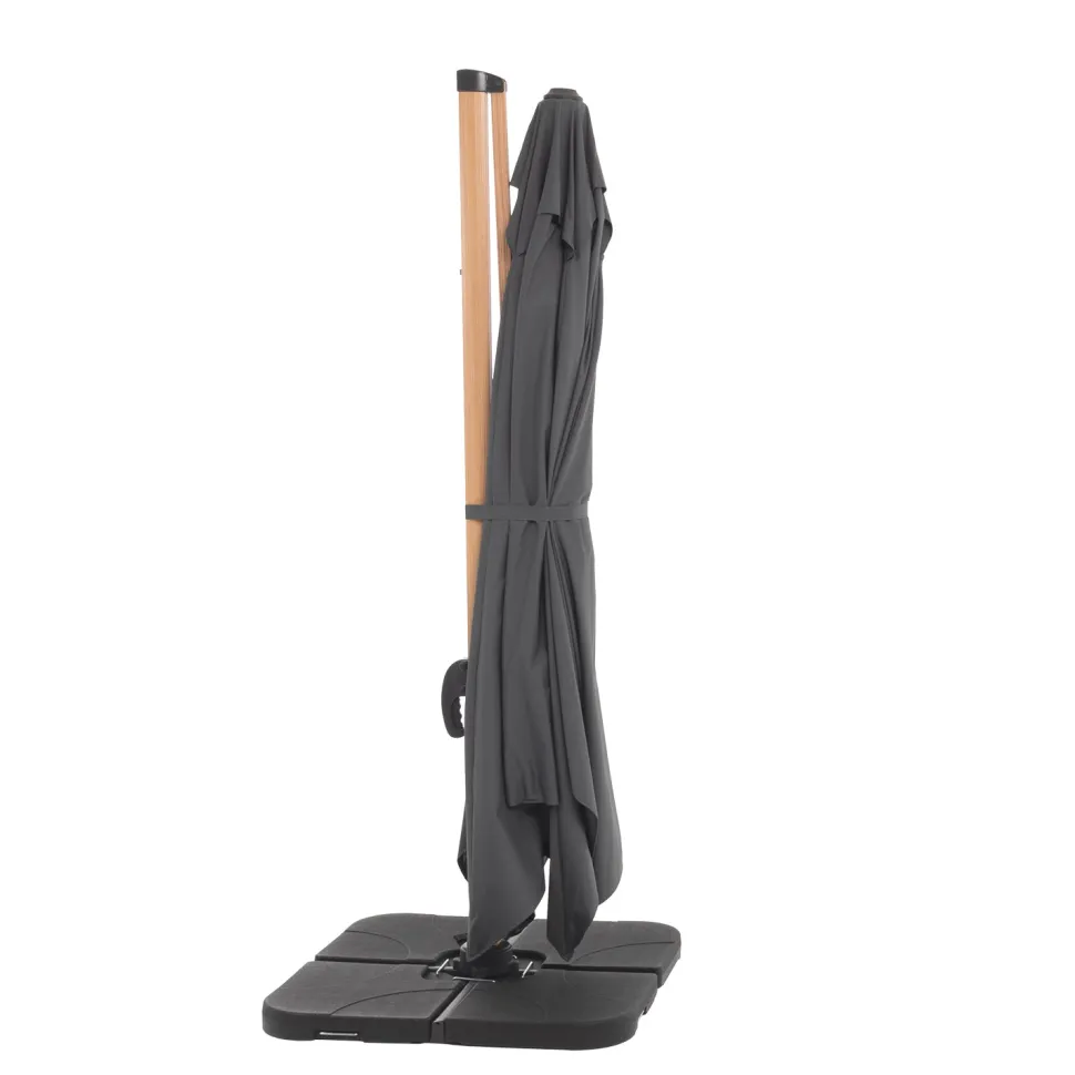 Ombrellone da giardino Rettangolare struttura in alluminio Effetto Legno Tessuto Grigio 3x4 metri