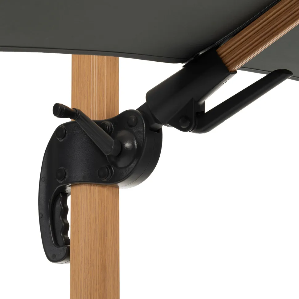 Ombrellone da giardino Rettangolare struttura in alluminio Effetto Legno Tessuto Grigio 3x4 metri
