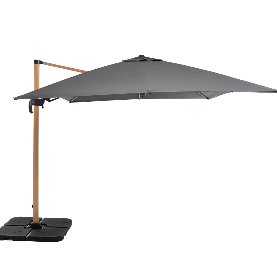 Ombrellone da giardino Rettangolare struttura in alluminio Effetto Legno Tessuto Grigio 3x4 metri