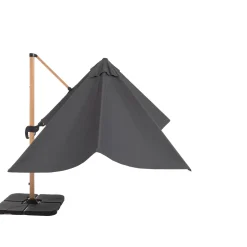 Ombrellone da giardino Rettangolare struttura in alluminio Effetto Legno Tessuto Grigio 3x4 metri