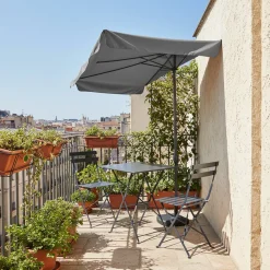 Ombrellone Decentrato a Semicerchio da Balcone con manovella Grigio h2,30x1,30 metri