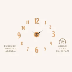 Orologio da Parete Adesivo Effetto Legno