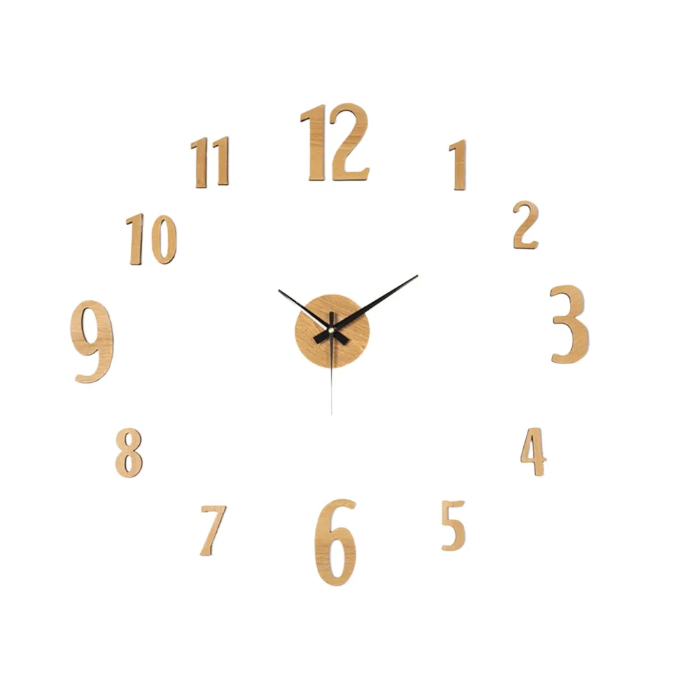 Orologio da Parete Adesivo Effetto Legno