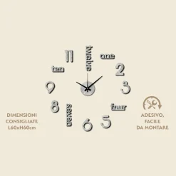 Orologio da Parete Adesivo Marble Fai da Te 60x60 cm