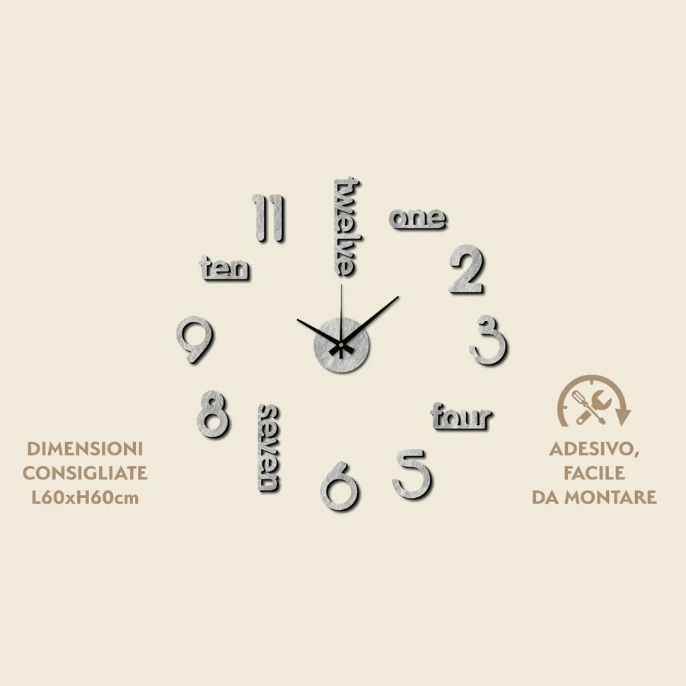 Orologio da Parete Adesivo Marble Fai da Te 60x60 cm