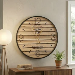 Orologio da Parete Grande in Legno e Metallo diametro 70 cm