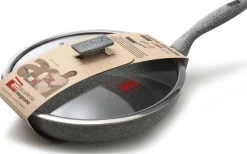 Padella antiaderente con coperchio in vetro Regina di pietra Induction diametro 24 cm