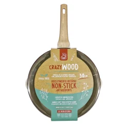 Padella Antiaderente in alluminio pressato con Coperchio in Vetro e Doppio Scolo Crazy Wood diametro 30 cm