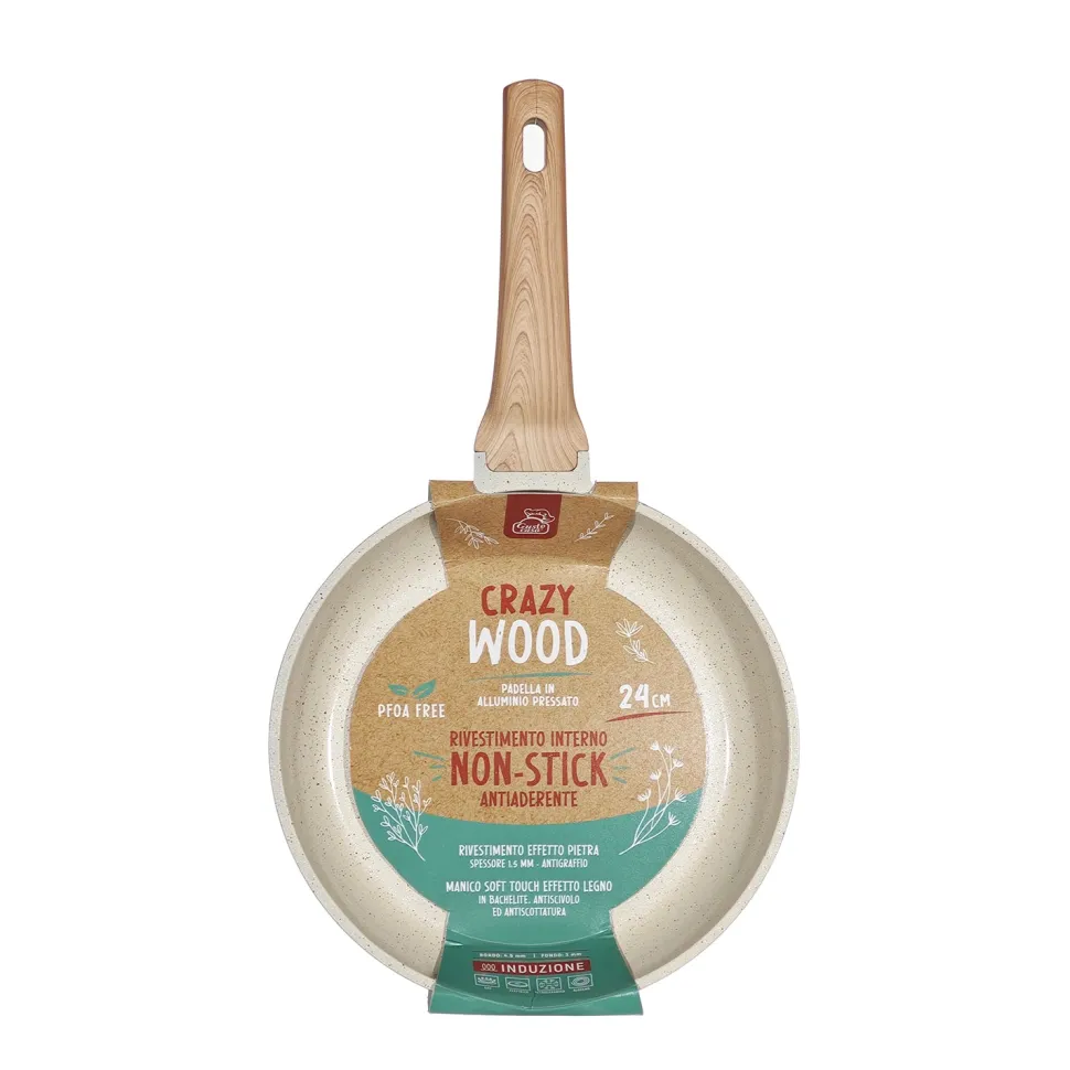 Padella Antiaderente in alluminio pressato Crazy Wood diametro 24 cm