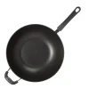 Padella Wok in alluminio pressato con coperchio in vetro Linea Black Crown