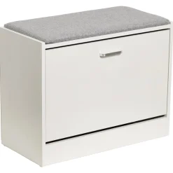 Panca porta scarpe con seduta in MDF Effetto Legno Bianco h50x63x30 cm