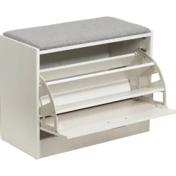 Panca porta scarpe con seduta in MDF Effetto Legno Bianco h50x63x30 cm