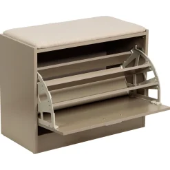 Panca porta scarpe con seduta in MDF Tortora h50x63x30 cm